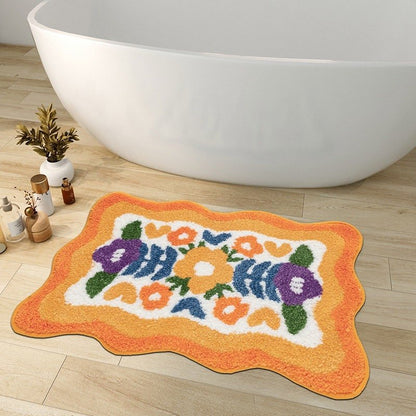 BowLift Colorful Flower Bathroom Mat - Non-Slip, Water-Absorbent Bath Rug 0