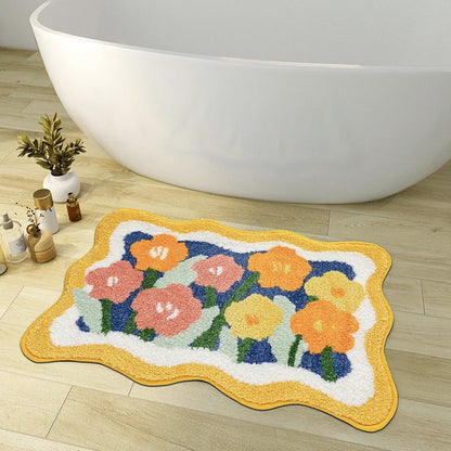 BowLift Colorful Flower Bathroom Mat - Non-Slip, Water-Absorbent Bath Rug 1