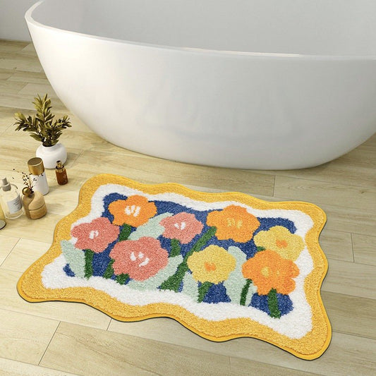 BowLift Colorful Flower Bathroom Mat - Non-Slip, Water-Absorbent Bath Rug 1