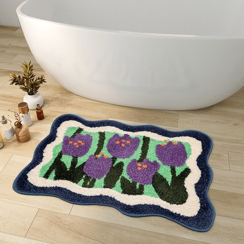 BowLift Colorful Flower Bathroom Mat - Non-Slip, Water-Absorbent Bath Rug 3