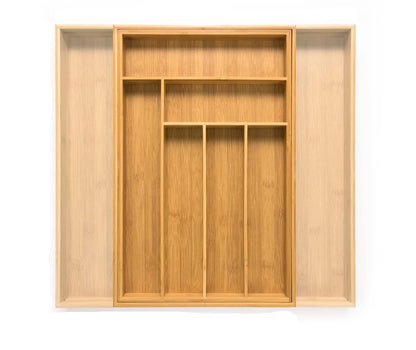 Budu Bamboo Cutlery Tray - Adjustable Eco-Friendly Drawer Organizer for Kitchen 5