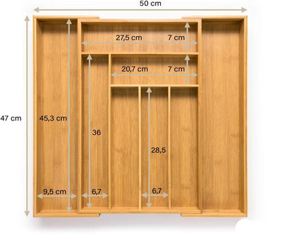 Budu Bamboo Cutlery Tray - Adjustable Eco-Friendly Drawer Organizer for Kitchen 6