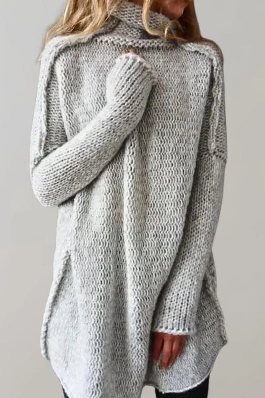 FIBERLY – Women's Turtleneck Sweater with Soft Cozy Knit Feel