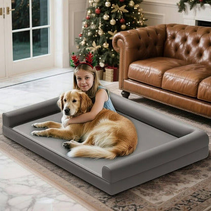 CALMDEN – Orthopedic dog sofa made of microfiber leather with a waterproof bolster design 2