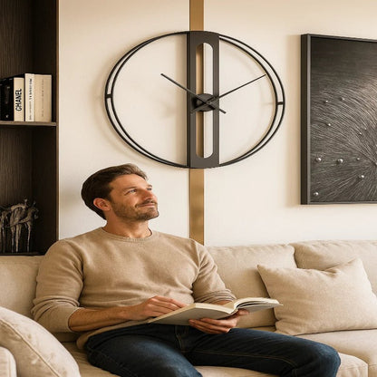 CHRONOLUX – 50cm Gold & Black Metal Wall Clock for Modern Decor 1