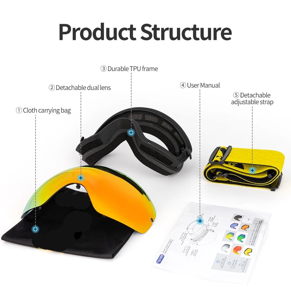 COPOZZ Ski Goggles - UV400 Anti-Fog Double Layered Snowboard Glasses with Wide-View Lens 3