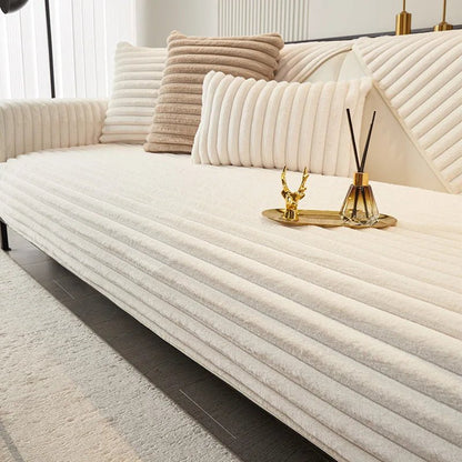 FURRISOFT – Luxurious Winter Faux Rabbit Fur Sofa Cushion for Cozy Homes