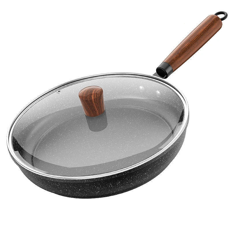CUISTONE – 30 cm Maifan stone non-stick frying pan with lid for gas and induction hobs 0