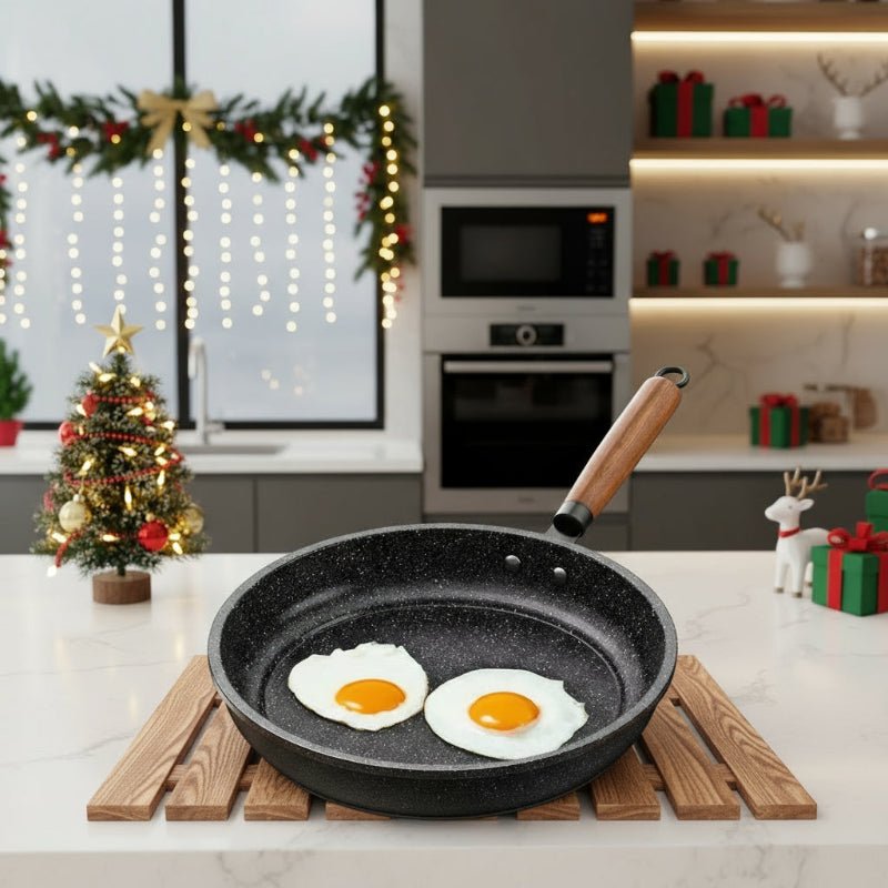 CUISTONE – 30 cm Maifan stone non-stick frying pan with lid for gas and induction hobs 1