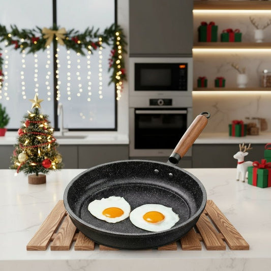 CUISTONE – 30 cm Maifan stone non-stick frying pan with lid for gas and induction hobs 1