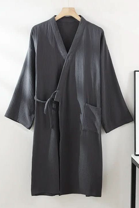 CasaWeave Cotton Kimono | 100% Cotton Unisex Bathrobe | Breathable & Lightweight | Elegant Home Spa Loungewear 0