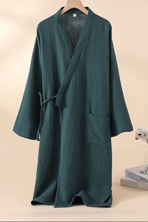 CasaWeave Cotton Kimono | 100% Cotton Unisex Bathrobe | Breathable & Lightweight | Elegant Home Spa Loungewear 4