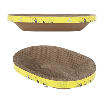 Cat Scratching Board - Multi-Purpose Oval Corrugated Paper Bed & Claw Toy 4