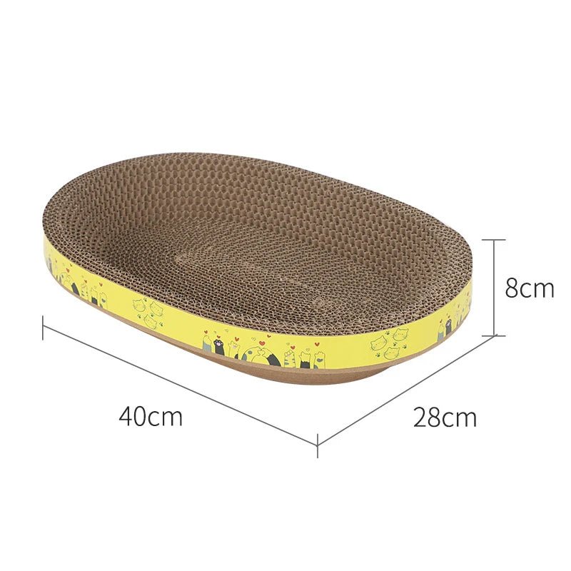 Cat Scratching Board - Multi-Purpose Oval Corrugated Paper Bed & Claw Toy 5