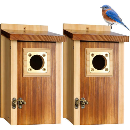 Cedar Wood Birdhouse - Weatherproof Nesting Box for Blue Jays & Swallows 2