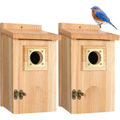 Cedar Wood Birdhouse - Weatherproof Nesting Box for Blue Jays & Swallows 3