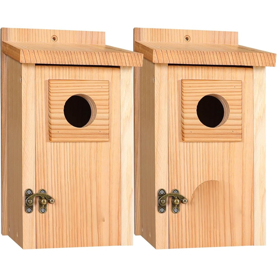 Cedar Wood Birdhouse - Weatherproof Nesting Box for Blue Jays & Swallows 4