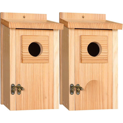 Cedar Wood Birdhouse - Weatherproof Nesting Box for Blue Jays & Swallows 4