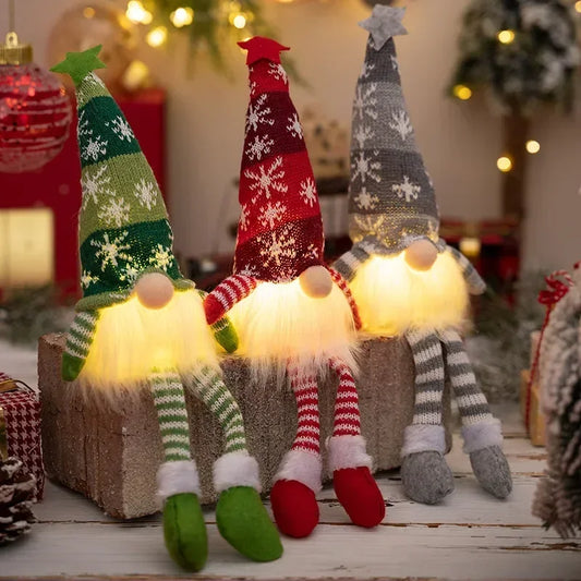 Charming LED Light Plush Gnome Doll Christmas Ornament for Holiday Decor 0