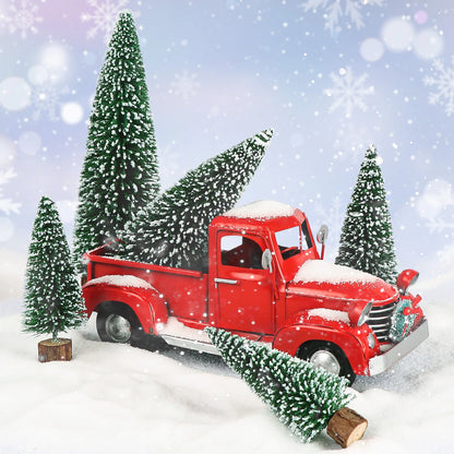 Charming Mini Christmas Trees - 5Pcs Flocked Bottle Brush Set for Holiday Decor 5