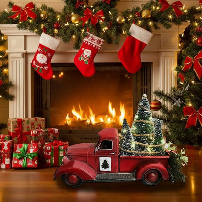 Charming Vintage Red Truck Christmas Ornament with Mini Tree for Tree Decorations 2