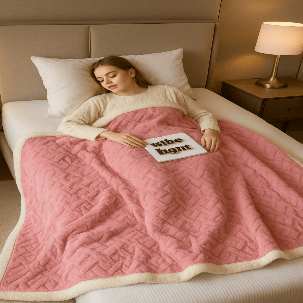 LAMBSOFT – Cozy Woolen Throw Blanket for Home & Office Comfort