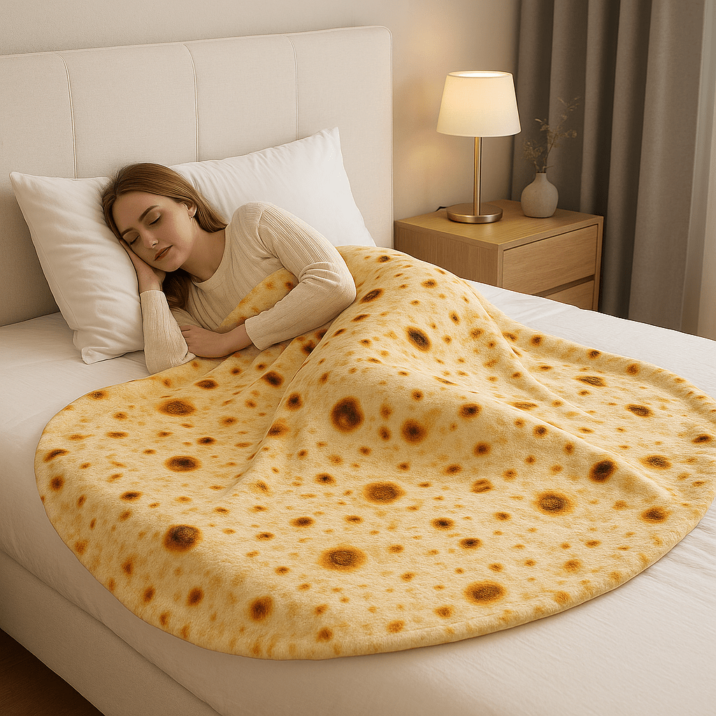 TACOWRAP – Cozy Taco Flannel Blanket with Fun Tortilla Design
