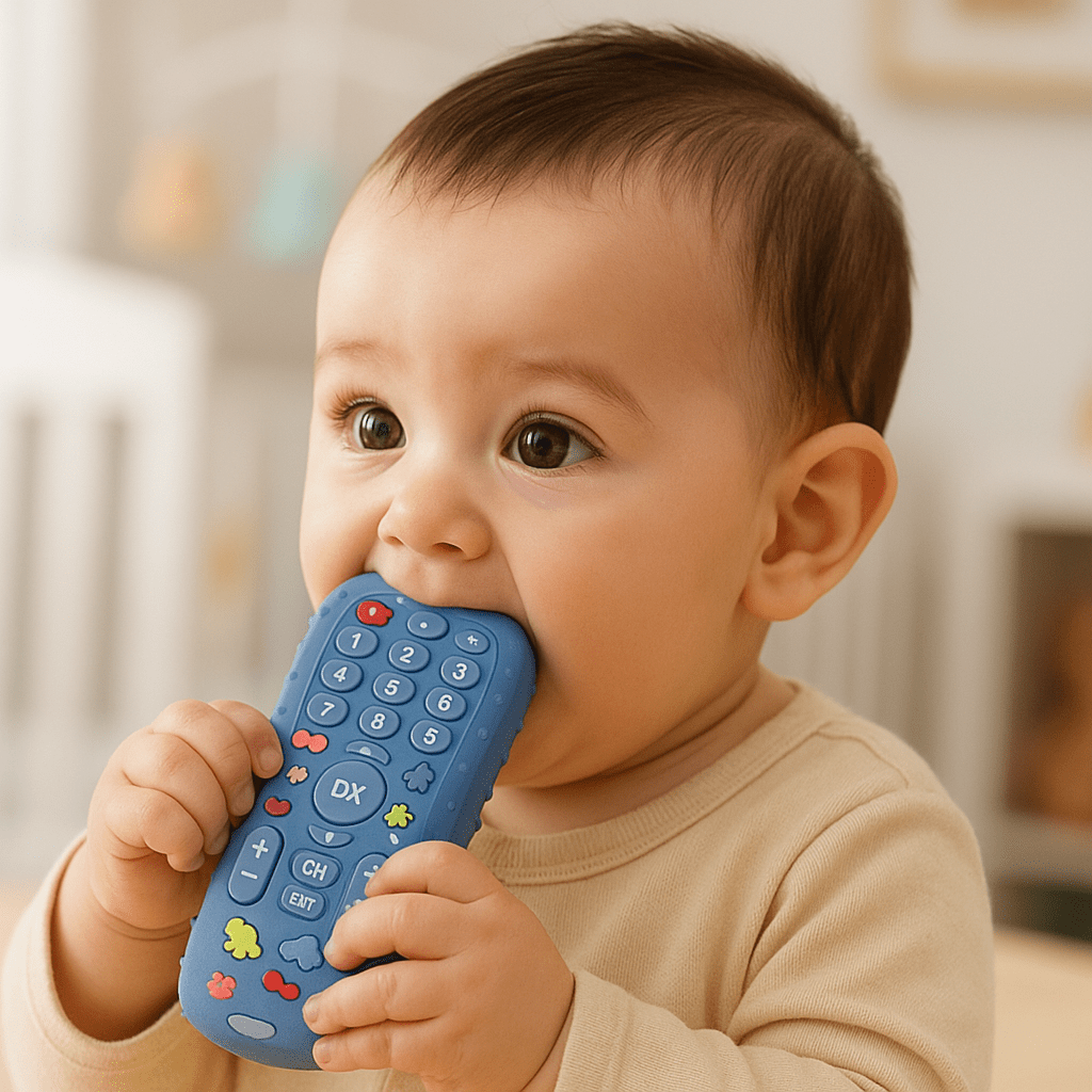 TVNIBBLE – Silicone Baby Teether TV Remote Shape, BPA Free, Soft Sensory Toy