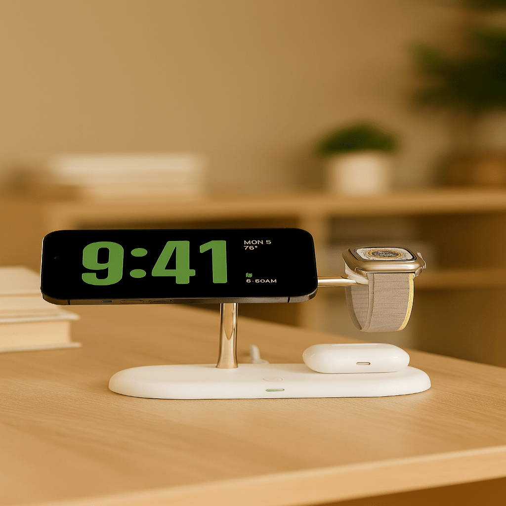 FUSIONCHARGE – 3-in-1 Wireless Charger Stand for iPhone, Watch & AirPods