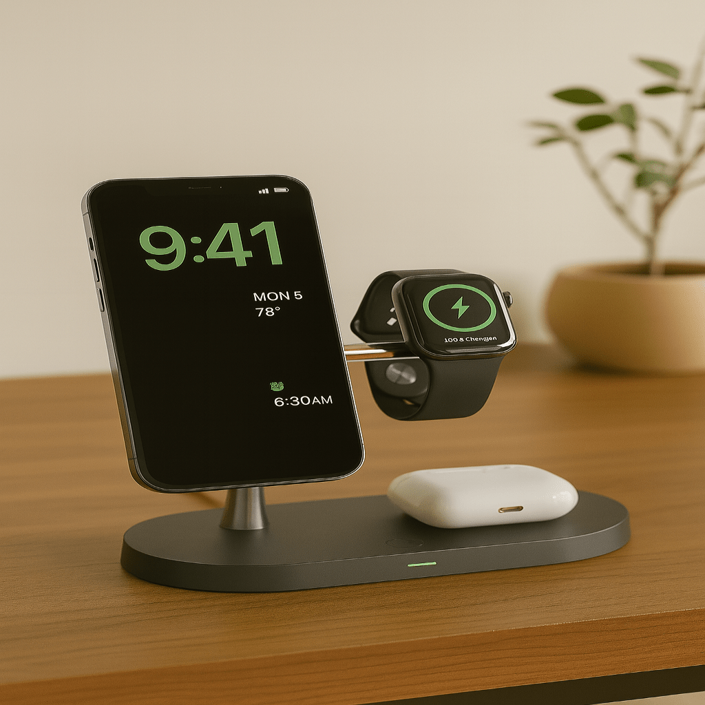 FUSIONCHARGE – 3-in-1 Wireless Charger Stand for iPhone, Watch & AirPods