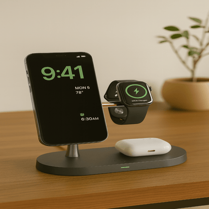 FUSIONCHARGE – 3-in-1 Wireless Charger Stand for iPhone, Watch & AirPods