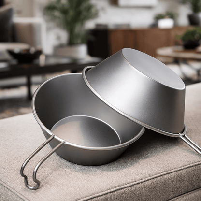 CAMPBREEZE – 260ml Ultralight Titanium Camping Bowl with Fixed Handle