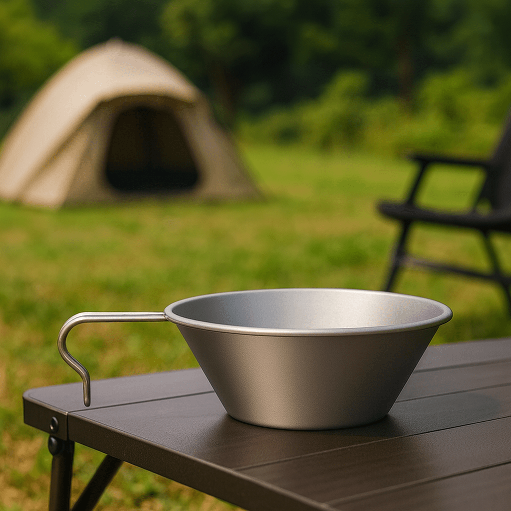 CAMPBREEZE – 260ml Ultralight Titanium Camping Bowl with Fixed Handle