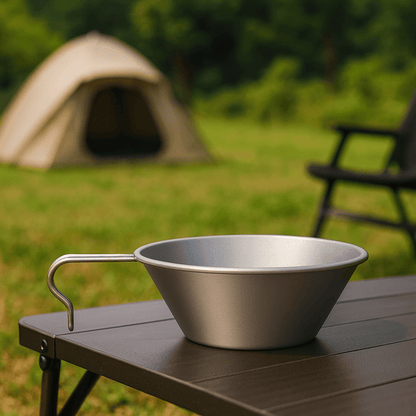 CAMPBREEZE – 260ml Ultralight Titanium Camping Bowl with Fixed Handle
