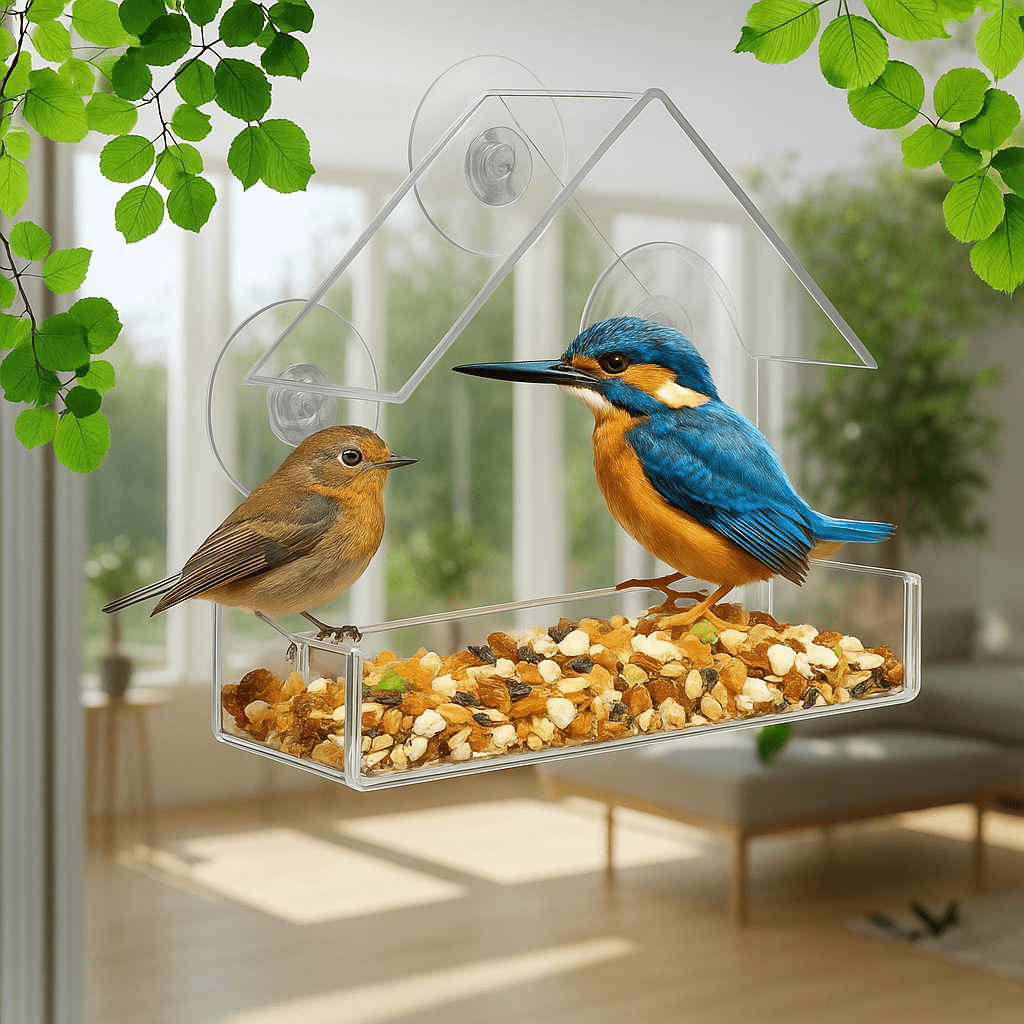 CLEARNEST – Transparent Window Bird Feeder with Suction Cups