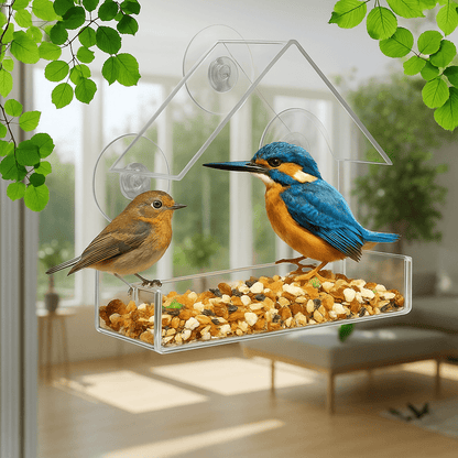 CLEARNEST – Transparent Window Bird Feeder with Suction Cups