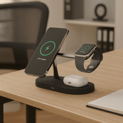 FUSIONCHARGE – 3-in-1 Wireless Charger Stand for iPhone, Watch & AirPods