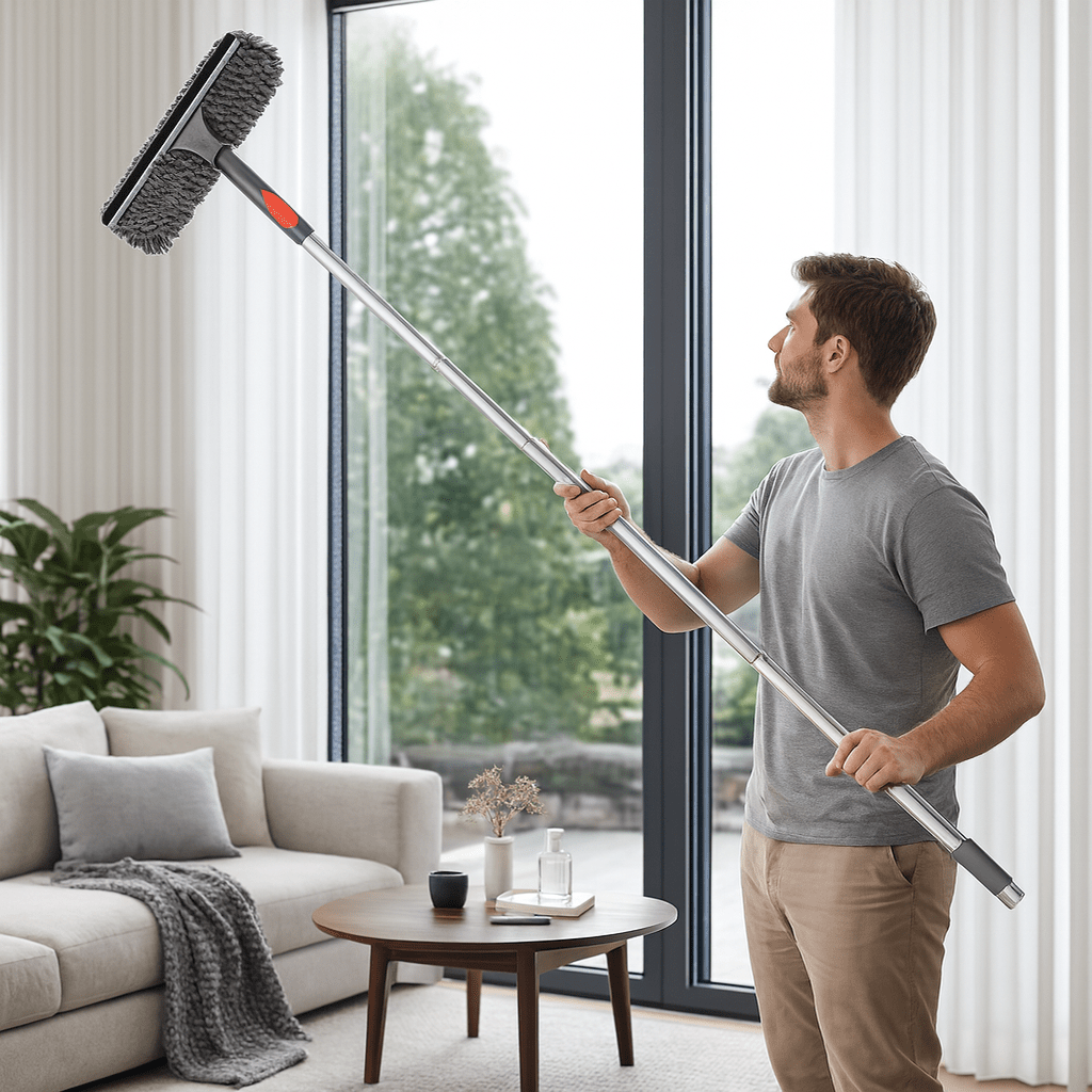 SLEEKWIPE – 2-in-1 verstelbaar glasreinigingsgereedschap met trekker en schuursponsje