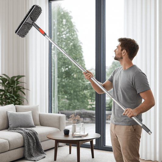 SLEEKWIPE – 2-in-1 verstelbaar glasreinigingsgereedschap met trekker en schuursponsje