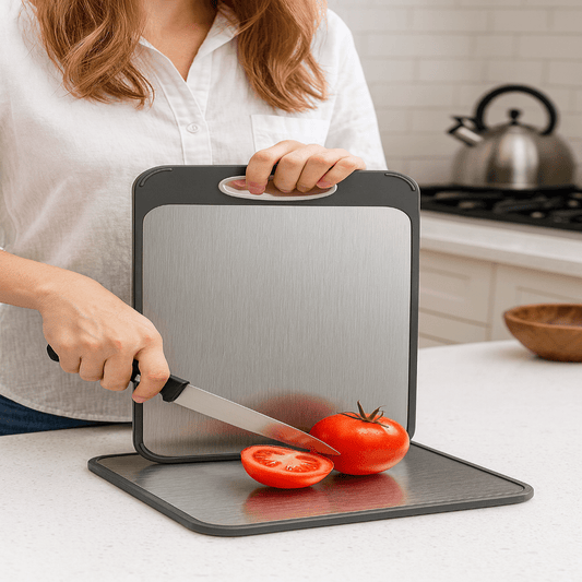 STEELBASE – Double-Sided Stainless Steel Cutting Board for Meat, Vegetables & Fruits