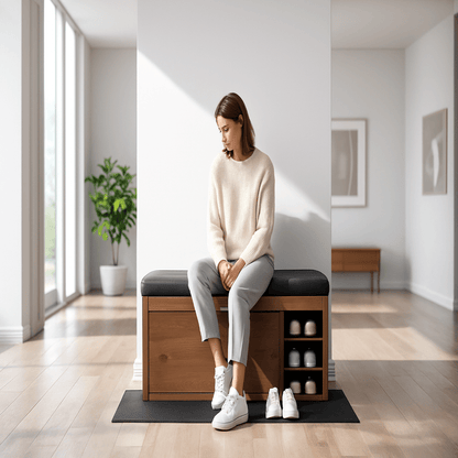 STORABENCH – 3-in-1 Schoenkastbank met Opvouwbaar Opslagsysteem voor Gangen