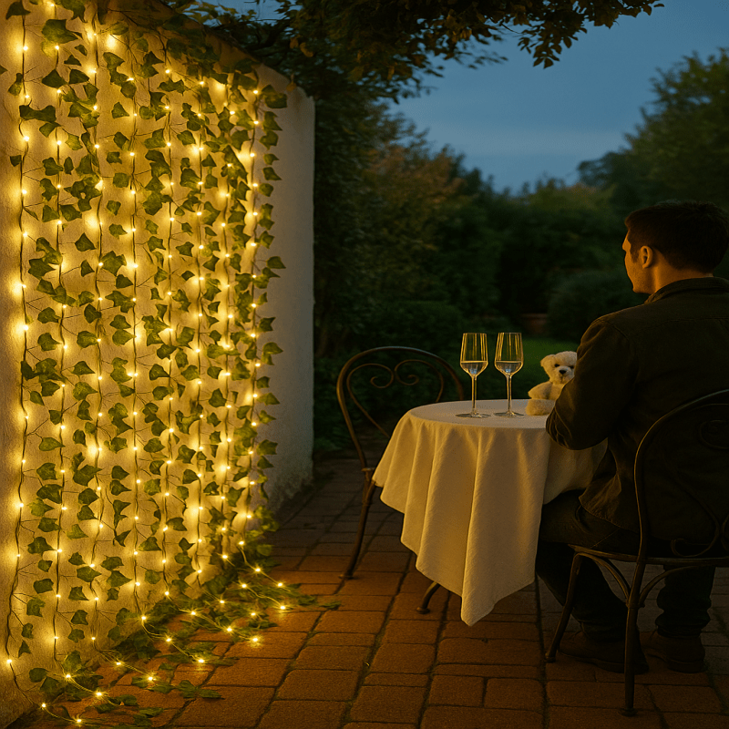 LUMIFOLIA – Elegant Green Leaf LED Fairy Lights (Battery Powered)