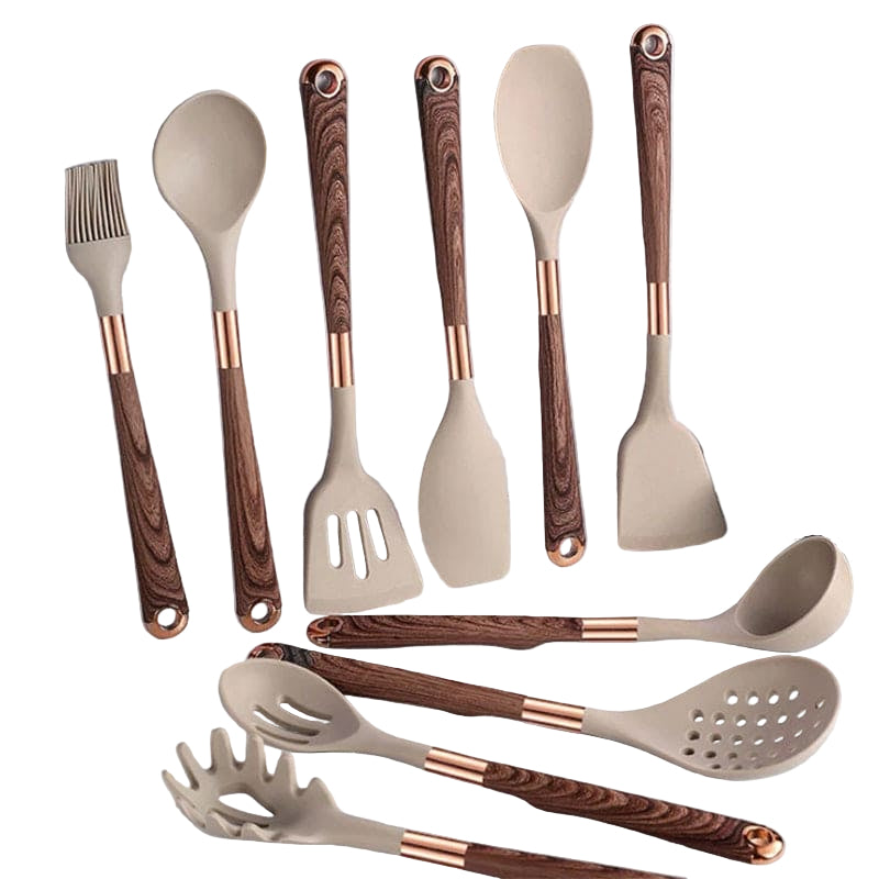 ChefSilica - 10-Piece Silicone Kitchen Utensil Set with Spatula, Ladle & Whisk 0
