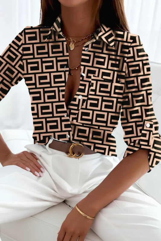 STRIVÉA – Chic Striped Shirt for Women with Comfortable Polyester Fit and Style