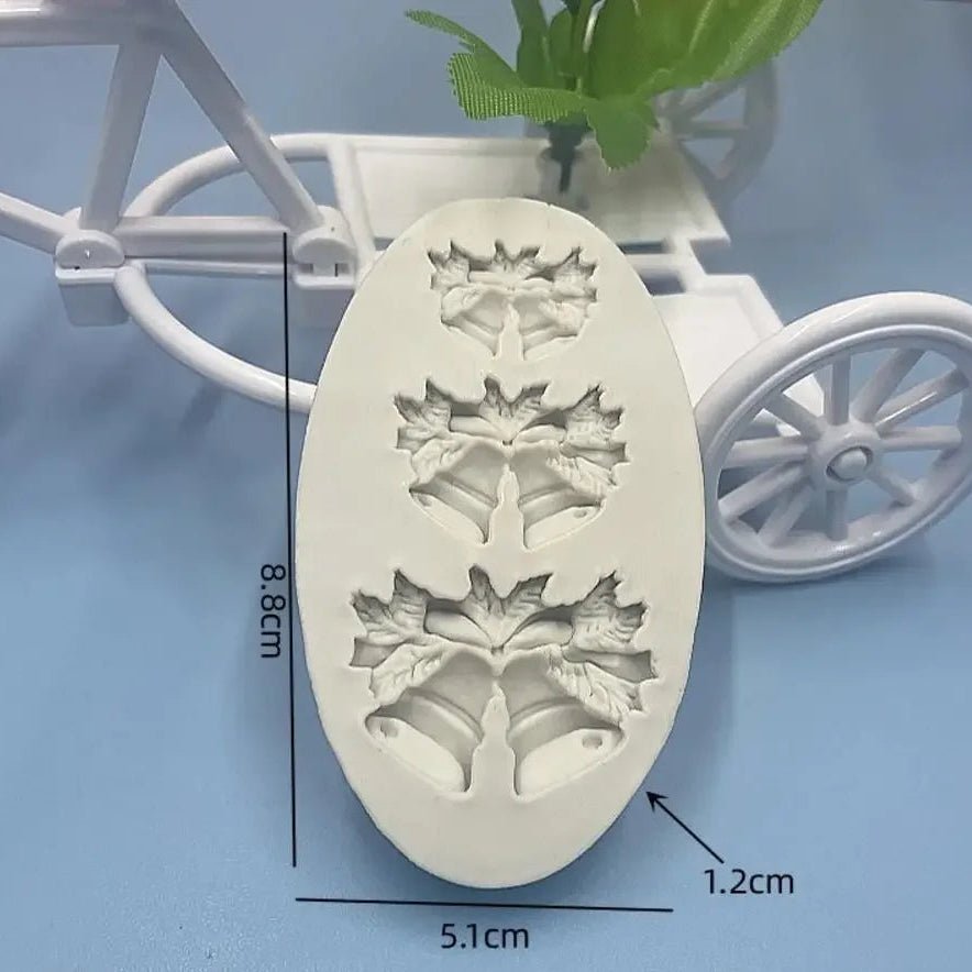 Christmas Holly Leaf Bells Silicone Mold - Food-Grade Baking Tool for Cookies and Cake Decorations 7
