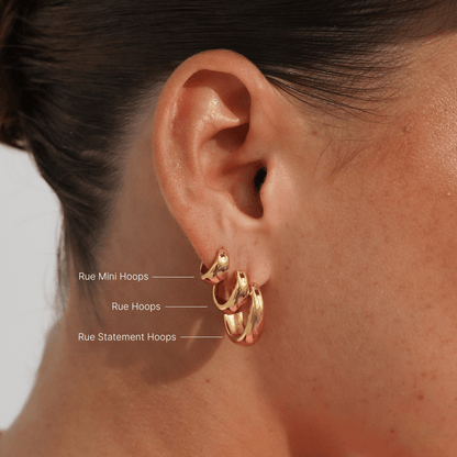 Chunky Hoop Earrings Set - Tapered Design, Hypoallergenic Metal, 3 Pairs 1