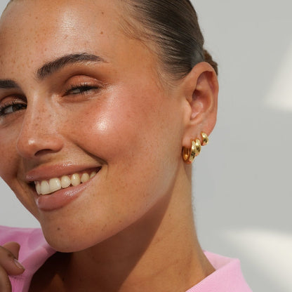 Chunky Hoop Earrings Set - Tapered Design, Hypoallergenic Metal, 3 Pairs 3