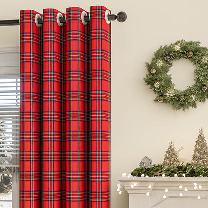 Classic Plaid Semi-Blackout Curtains - Cozy Polyester Window Drapes for Holiday Decor 4
