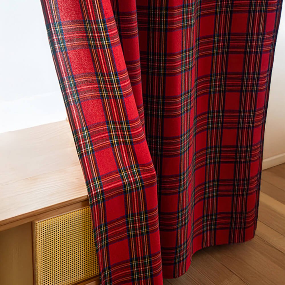 Classic Plaid Semi-Blackout Curtains - Cozy Polyester Window Drapes for Holiday Decor 8