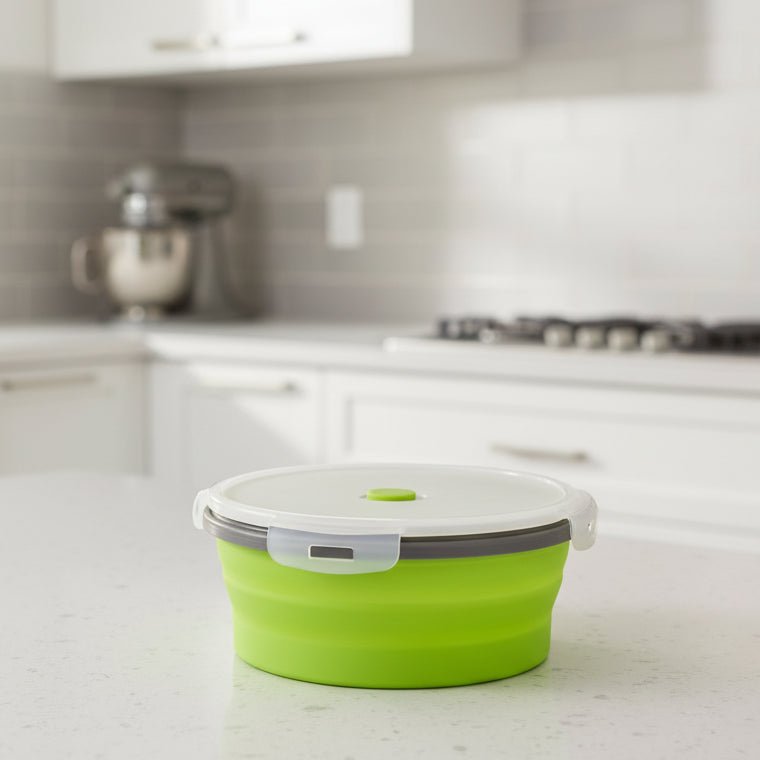 Collapsible Silicone Bento Lunch Box Set - Portable Food Container with Leak-Proof Lid 6